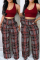 Red Fashion Casual Print Patchwork Regular High Waist Trousers