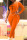 Tangerine Red Casual Print Patchwork Oblique Collar Regular Jumpsuits