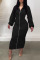 Black Casual Solid Patchwork Fold Zipper Zipper Collar One Step Skirt Dresses