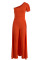 Tangerine Casual Solid Patchwork Asymmetrical Oblique Collar Skinny Jumpsuits