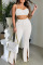 White Sexy Solid Patchwork Slit Spaghetti Strap Sleeveless Two Pieces