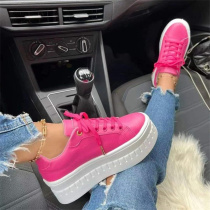 Rose Red Fashion Casual Patchwork Frenulum Solid Color Round Comfortable Flats Shoes