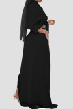 Black Sexy Solid Tassel Bandage Patchwork Asymmetrical Turndown Collar Long Sleeve Two Pieces