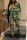 Camouflage Sexy Street Print Hollowed Out Turn-back Collar Two Pieces