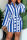 Blue Fashion Casual Striped Print Bandage Patchwork With Belt V Neck Straight Dresses