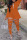 Tangerine Red Sexy Street Solid Hollowed Out Patchwork Buttons Turn-back Collar Two Pieces