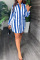 Black Fashion Casual Striped Print Bandage Patchwork With Belt V Neck Straight Dresses