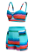 Light Blue Sexy Striped Hollowed Out Patchwork Swimwears