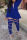 Blue Sexy Street Solid Hollowed Out Patchwork Buttons Turn-back Collar Two Pieces
