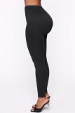 Black Casual Sportswear Solid Patchwork Basic Skinny High Waist Pencil Trousers