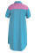 Light Blue Casual Solid Patchwork Zipper Collar Straight Plus Size Dresses