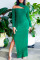 Green Sexy Solid Slit Half A Turtleneck One Step Skirt Dresses