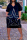 Blue Black Fashion Casual Print Patchwork V Neck Short Sleeve Dress