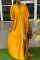Yellow Casual Solid Patchwork Buckle V Neck Straight Dresses