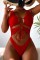 Rose Red Fashion Sexy Solid Bandage Hollowed Out Swimwears (With Paddings)