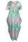 Pink Fashion Casual Print Patchwork O Neck Long Dress Plus Size Dresses