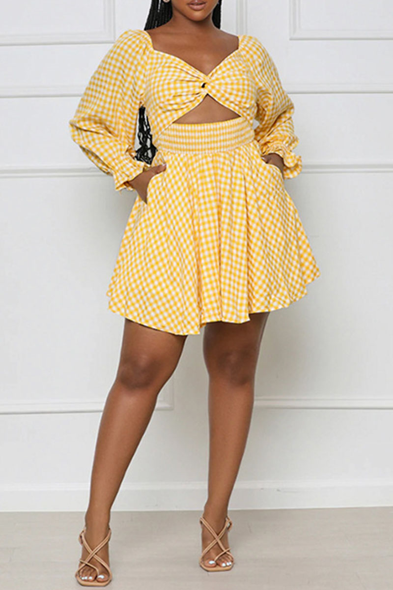 Sexy Solid Hollowed Out V Neck A Line Dresses(3 Colors)