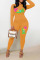 Orange Casual Print Patchwork O Neck Long Sleeve Two Pieces
