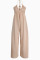 Khaki Sexy Solid Patchwork Halter Straight Jumpsuits