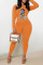 Orange Casual Print Patchwork O Neck Long Sleeve Two Pieces