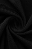 Black Sexy Solid Patchwork Fold V Neck Pencil Skirt Dresses