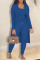 Blue Casual Solid Patchwork Long Sleeve Three Pieces
