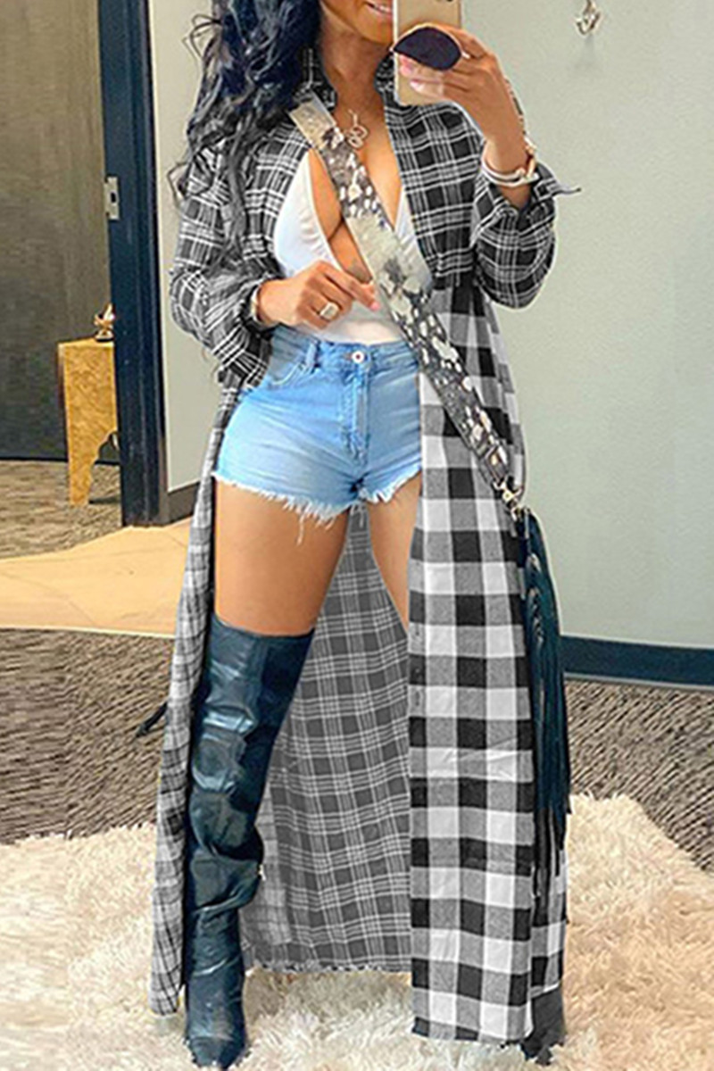 Casual Striped Pocket Contrast Cardigan Collar Outerwear