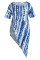 Blue Fashion Casual Print Bandage Asymmetrical O Neck Plus Size Tops