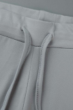 White Casual Sportswear Solid Draw String Frenulum Hooded Collar Long Sleeve Two Pieces
