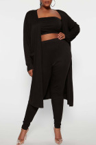 Black Sexy Solid Patchwork Strapless Long Sleeve Two Pieces