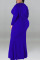 Blue Sexy Solid Tassel Patchwork V Neck Straight Plus Size Dresses