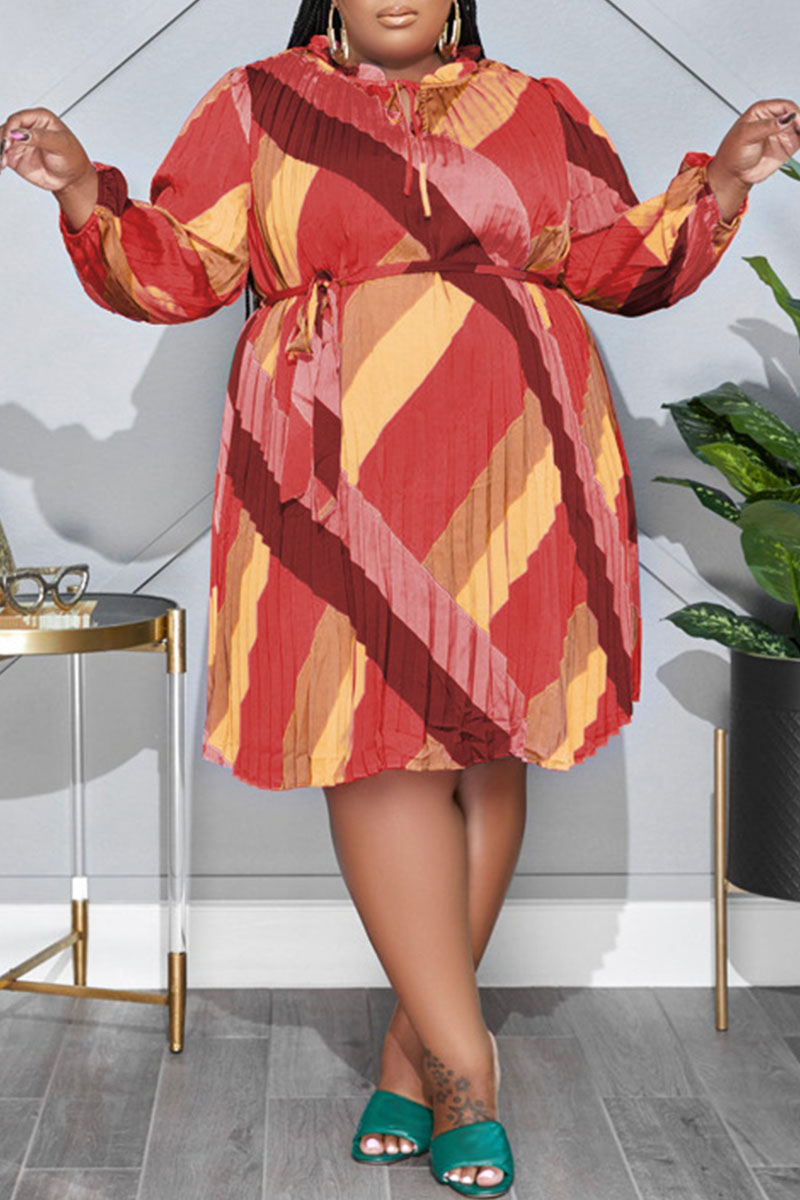 Casual Print Patchwork O Neck Straight Dresses