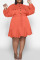 Lake Blue Casual Solid Patchwork Buckle Fold Turndown Collar Straight Plus Size Dresses