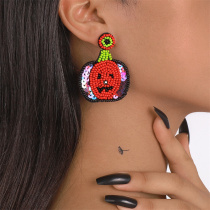 Red Daily Party Patchwork Sequins Earrings