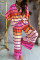 Stripe Casual Print Patchwork V Neck Half Sleeve Two Pieces