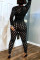 Black Sexy Solid Ripped Hollowed Out See-through O Neck Skinny Jumpsuits