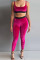 Rose Red Sexy Sportswear Solid Patchwork U Neck Sleeveless Two Pieces
