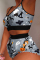 Black White Sexy Casual Print Patchwork U Neck Sleeveless Two Pieces