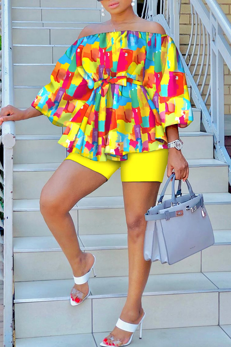 Fashion Casual Printed Lapel Two-piece Long Sleeve