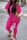 Rose Red Casual Print Patchwork O Neck Long Sleeve Two Pieces