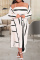 Rose Red Casual Striped Print Make Old Long Sleeve Plus Size Two Pieces