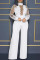 Red Fashion Sexy Patchwork Sequins See-through Turtleneck Regular Jumpsuits