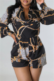 White Casual Print Patchwork O Neck Regular Long Sleeves Romper