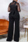 Red Fashion Sexy Patchwork Sequins See-through Turtleneck Regular Jumpsuits