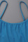 Light Blue Sexy Print Solid Patchwork Spaghetti Strap Regular Jumpsuits