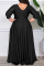 Dark Purple Casual Solid Patchwork V Neck Long Sleeve Plus Size Dresses