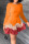 Orange Casual Solid Patchwork Fold O Neck Long Sleeve Dresses