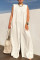 Blue Fashion Casual Solid Patchwork O Neck Regular Jumpsuits