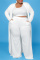 White Casual Solid Cardigan Vests Pants O Neck Plus Size Two Pieces