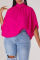 Rose Red Casual Solid Patchwork Turtleneck T-Shirts